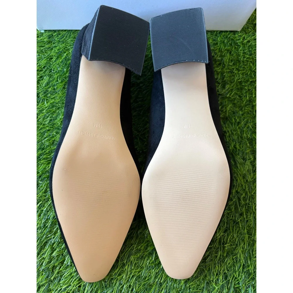 Marc Fisher Keri Black Suede Block Heel Pointed Toe Pumps Size 11M